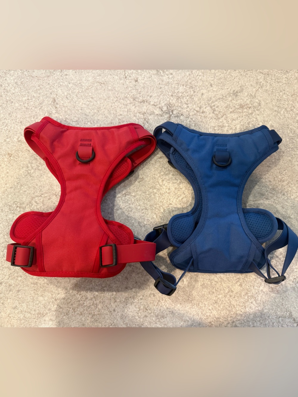 Bark Red & Blue Padded Dog Harness Set - Dual Comfort